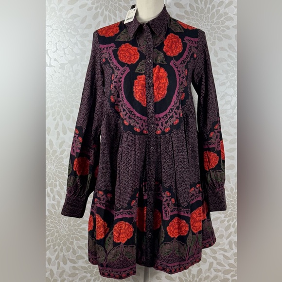Free People Dresses & Skirts - NWT Free People FP Smell The Roses Mini Shirt Dress Hot Night Combo